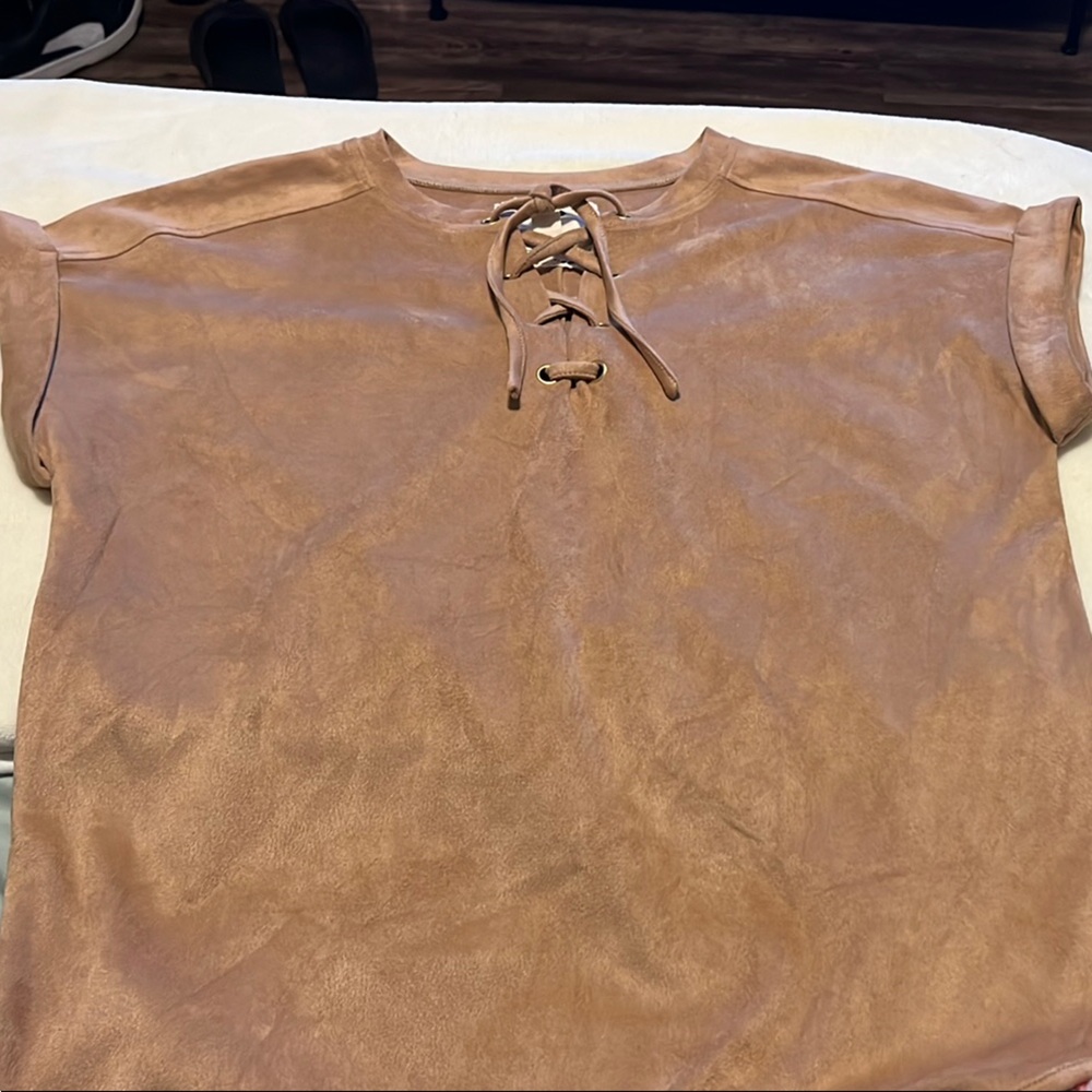 Cupio Suede Lace-Up Blouse